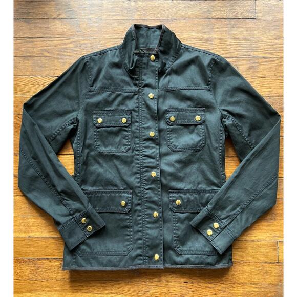 JCREW Green Cotton Utility Jacket sz M - Picture 1 of 10